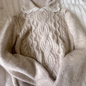 zara sweater w/ lace collar